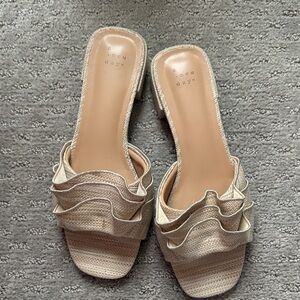 A New Day Women's Tan Ruffle Mules